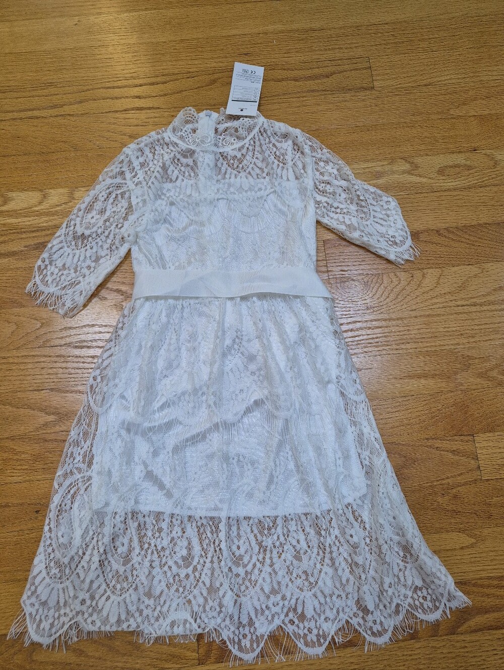 NNJXD White Lace Flower Girl Party Dress Size 120 4T NWT
